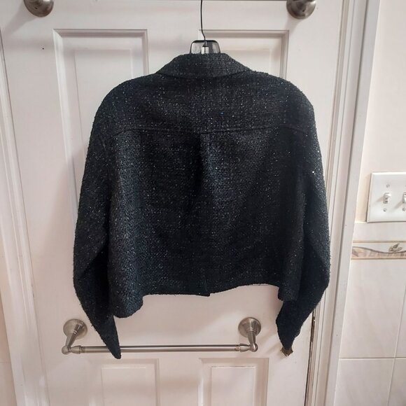 Maje Black Sequin Sparkle Tweed Jacket Size 3 Large - Picture 7 of 8